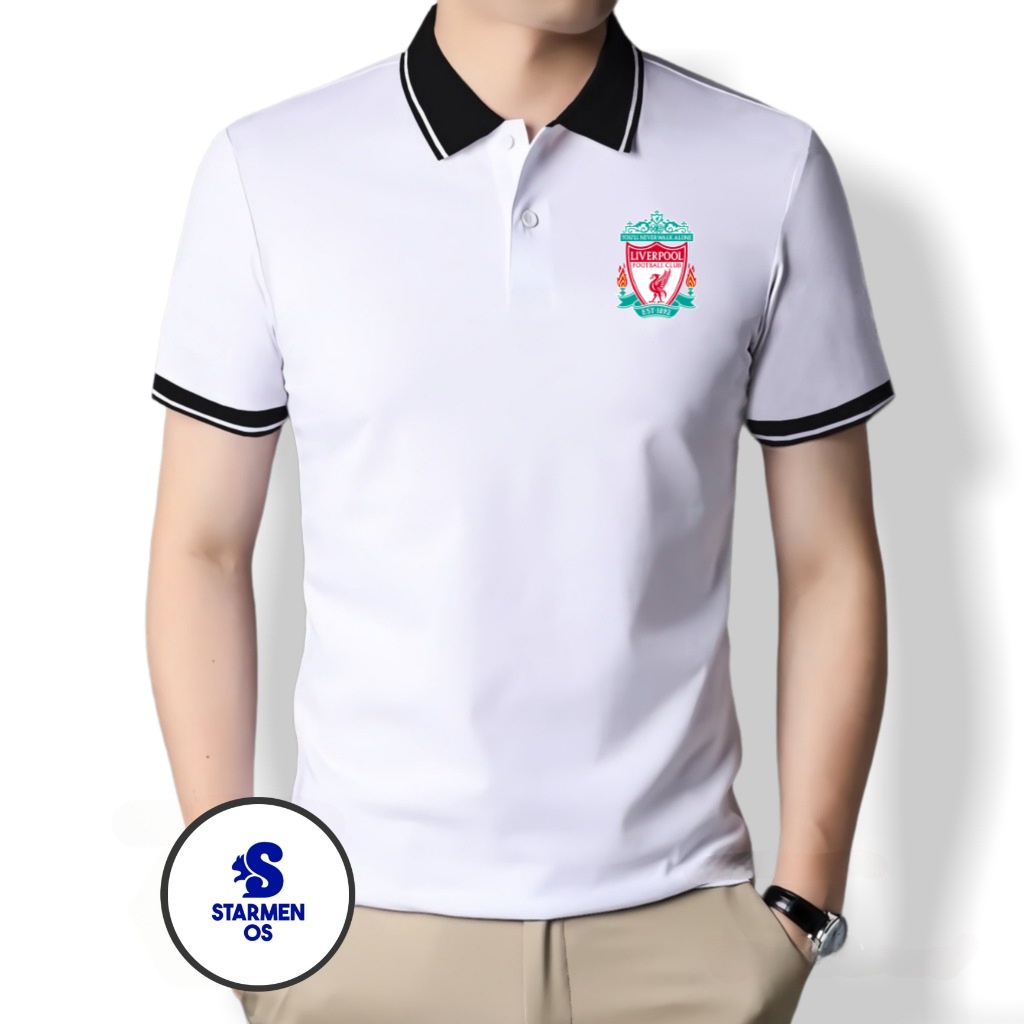 Kaos Wangki Polo Atasan Tshirt Pria Kerah Wangki Big List LOGO LIVERPOOL