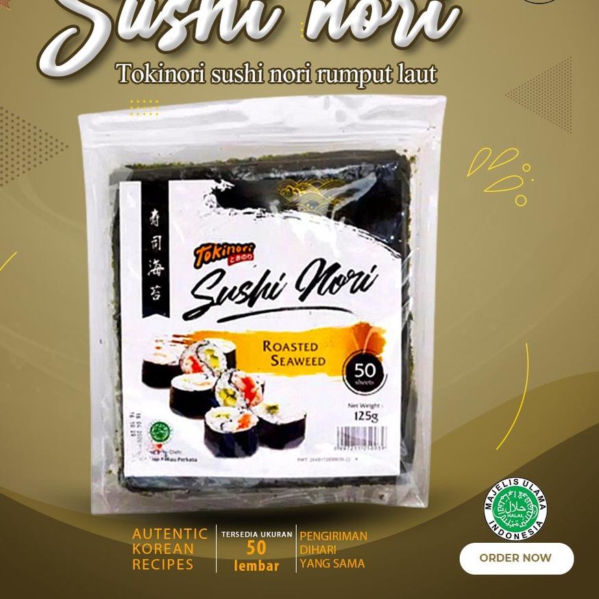

✵ Tokinori 50 Set Halal Sushi/Kimbab 50 Lembar Rumput Laut Sushi Kimbab ☈