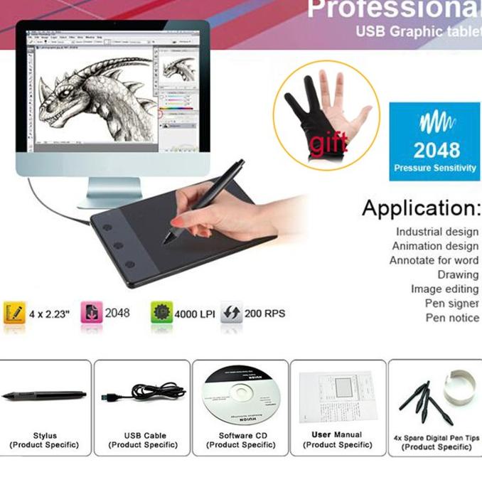 USB Drawing Board Tablet Pen PC Laptop Graphic Design Paint Animation
