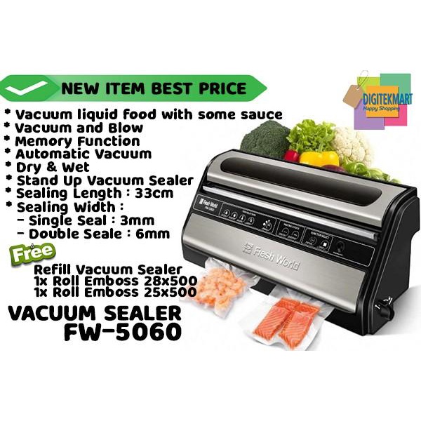 VACUUM SEALER KOMERSIL FRESHWORLD FW-5060 BASAH DAN KERING EMBOSS