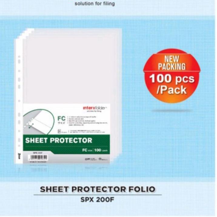

❈ Sheet Protektor Folio Inter X isi 100 lembar / Plastik FC PP pocket Ω