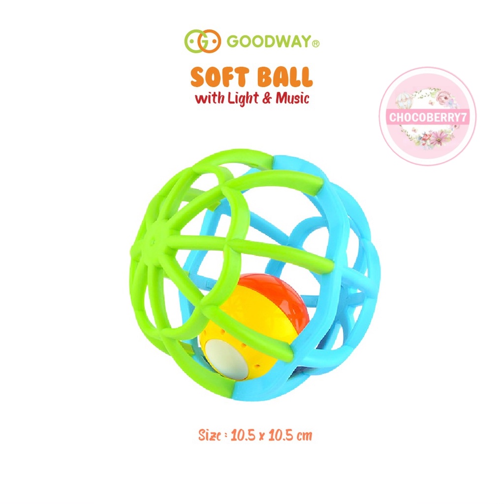 Goodway Soft Ball With Light &amp; Music GWG106 / Teether Rattle Bayi / Mainan Gigitan Bayi Bola / Mainan Bayi