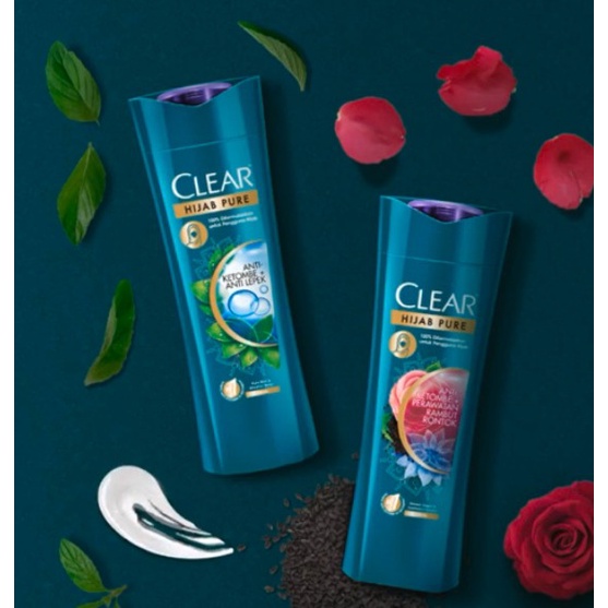 Clear Hijab Pure Shampo Anti Ketombe Perawatan Rambut Rontok 160ml Membunuh Bakteri