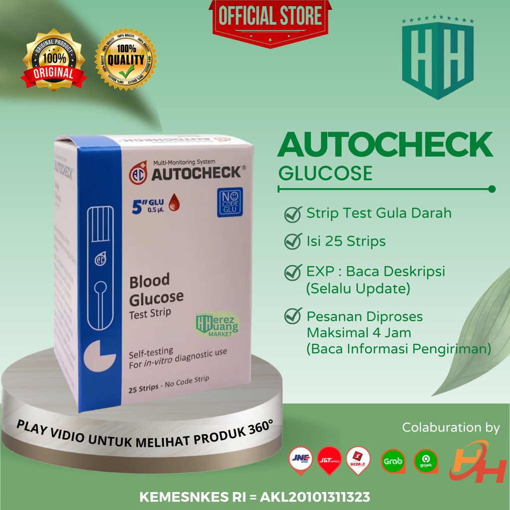 Strip Test Gula Darah , Autocheck Glucose FAMILY Isi 25 Strips