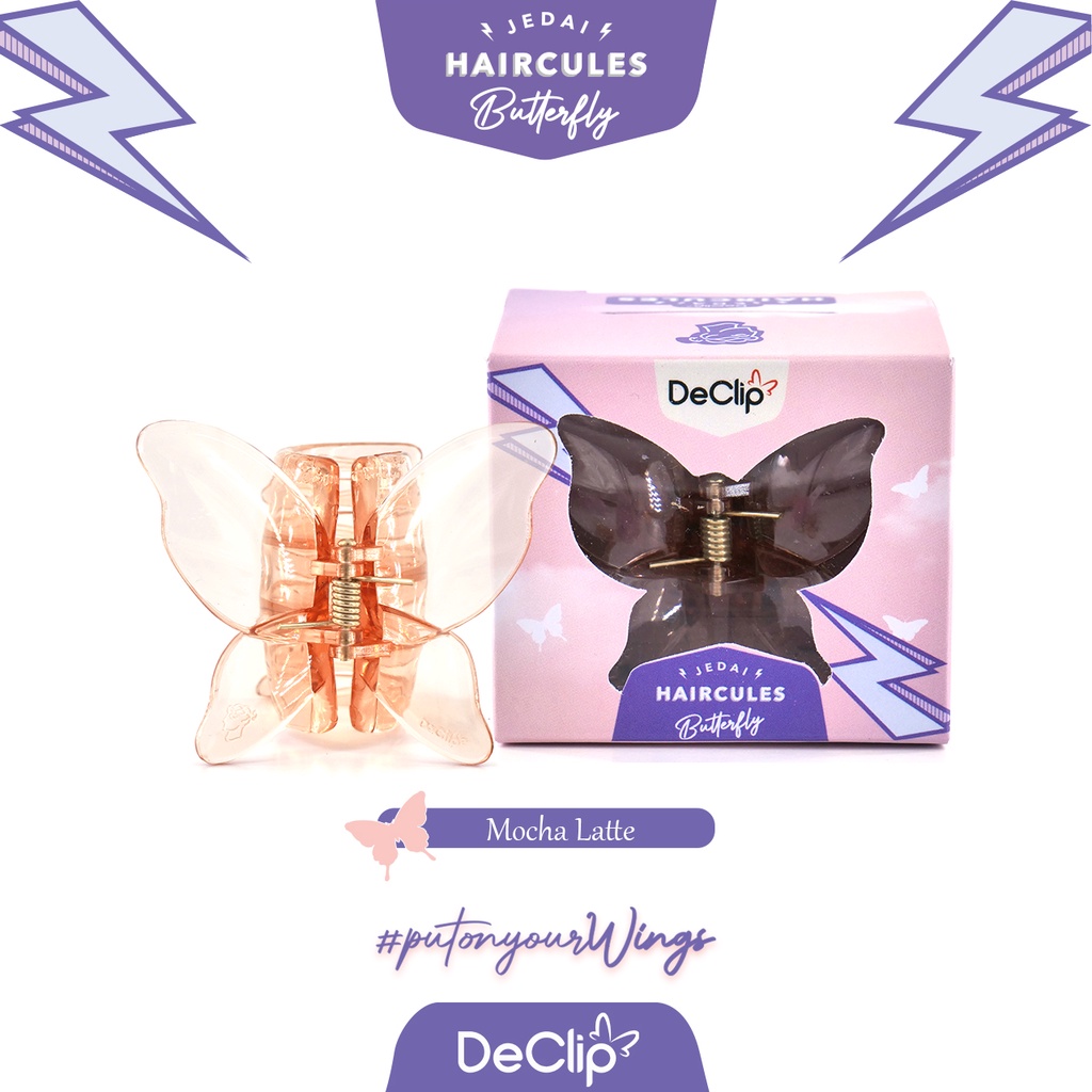 Jedai Butterfly Haircules Jepit Kupu Gigi 4 Ukuran 4,5cm Warna Mocha Latte