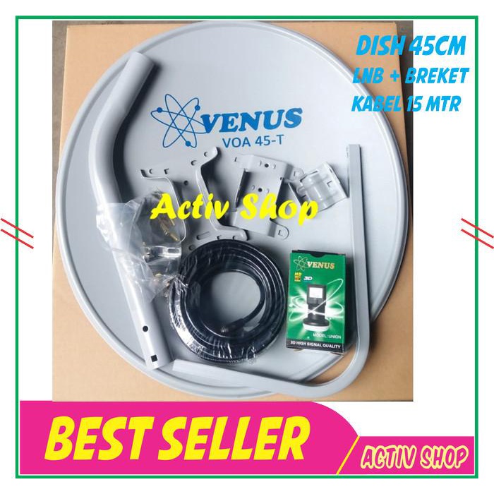 Terlaris Paket Parabola Mini / Ninmedia Venus Voa 45Cm Sm + Lnb + Kabel 15M