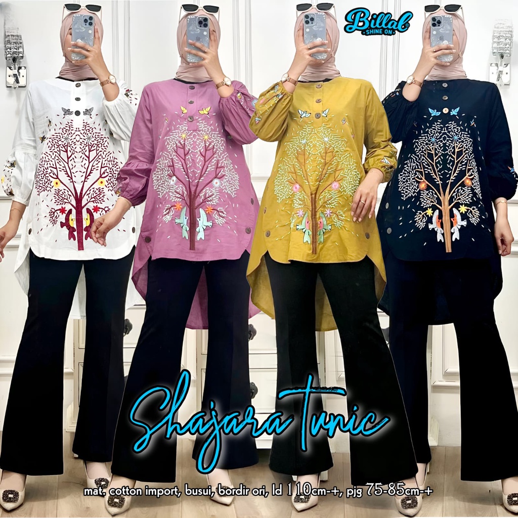 SHAJARA TUNIK / 19.6 / BAHAN KATUN PREMIUM / LD 110 CM / BLOUSE WANITA BUSUI / JUMBO / BILLAL