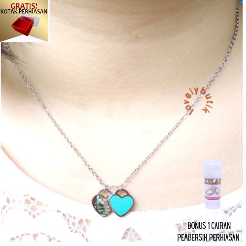 Kalung Titanium Anti Karat V4lentine Gabriel Model Love Bonus 1 Cairan Perhiasan - Lovelybutik