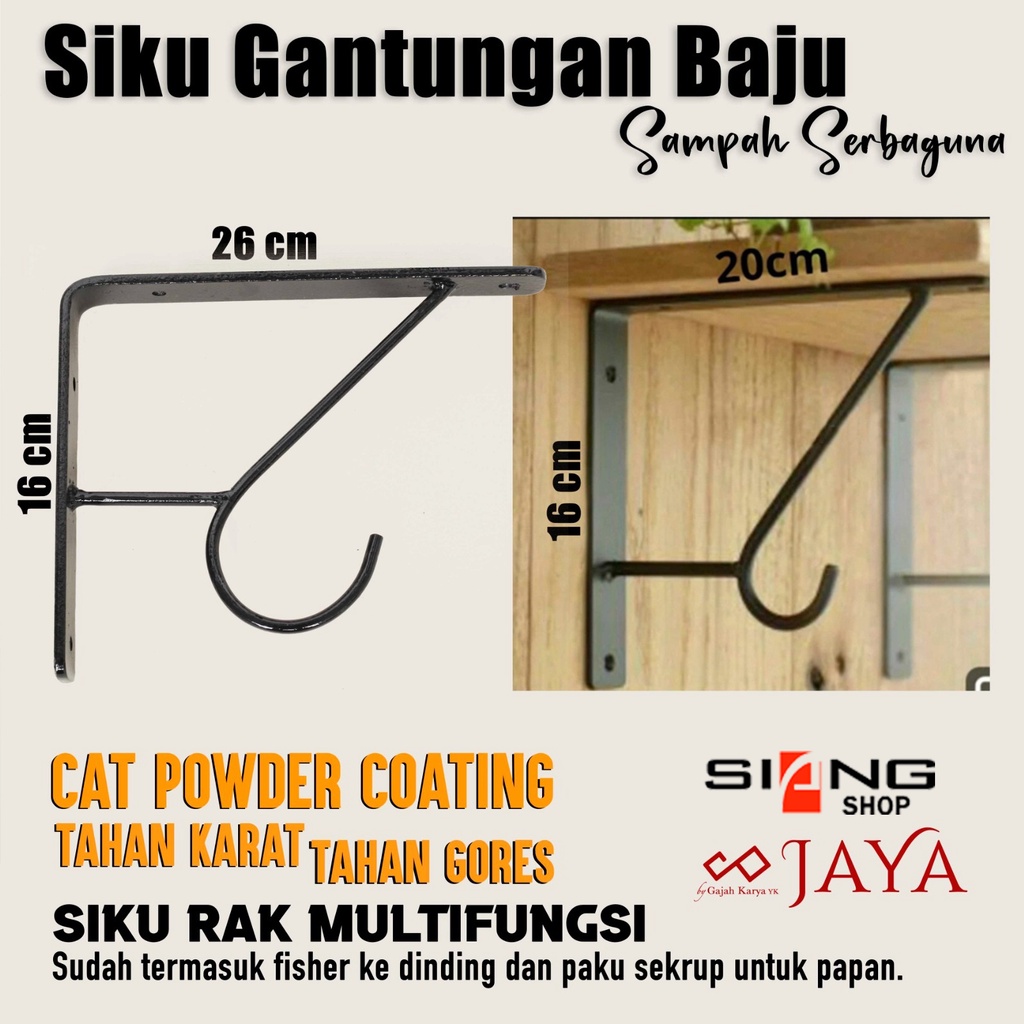 Besi siku penyangga rak ambalan tempel dinding