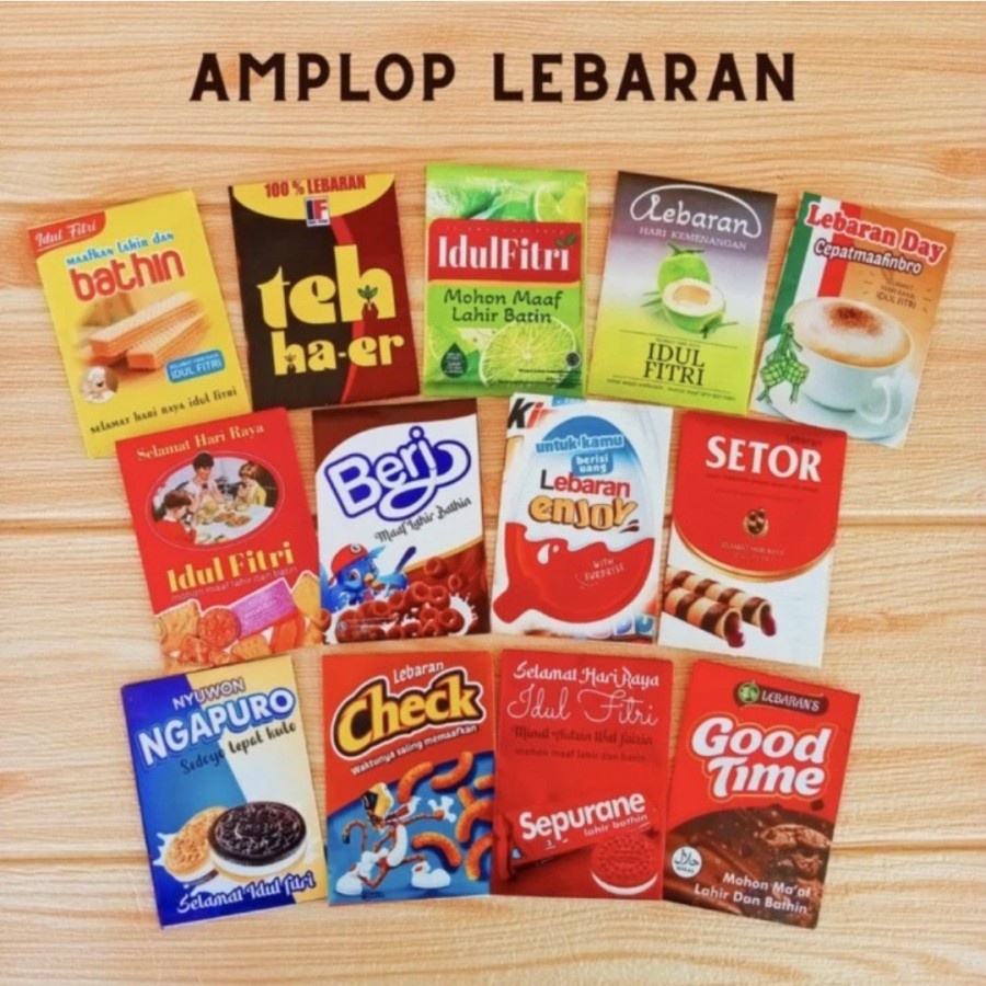 

Amplop Lebaran Unik Snack Makanan Minuman Idul Fitri Puasa Kue THR Teh