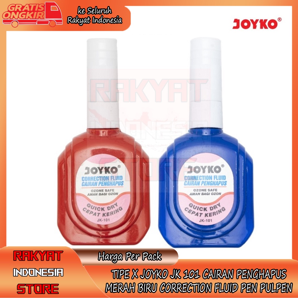 

TIPE X JOYKO JK 101 PACK CORRECTION FLUID PEN PULPEN ALAT TULIS SEKOLAH CAIRAN PUTIH PENGHAPUS ATK PERLENGKAPAN NULIS BELAJAR STABILO STATIONARY CEPAT KERING HAPUSAN CAIR WHITE ERASER RED BLUE MERAH BIRU PCS STABILO PENGGARIS TIPX BOTOL KUNCANG
