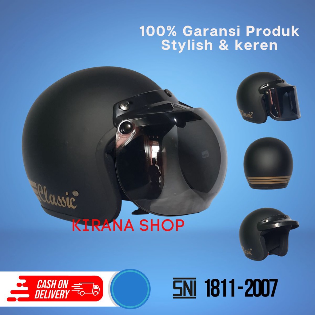 Helm Bogo Dewasa | Helm Bogo Classic Warna Hitam Doff