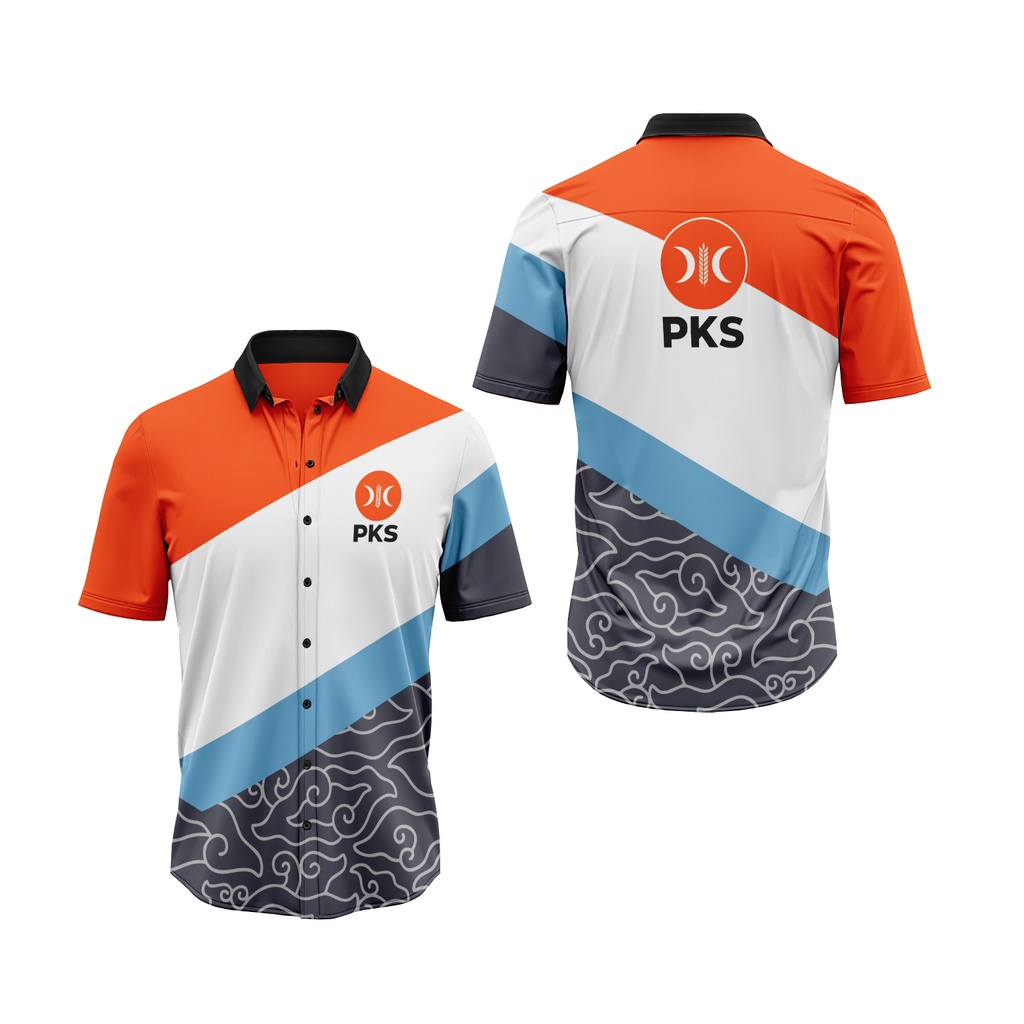 TS - Kemeja Pria Motif Partai PKS Terbaru Fullprint