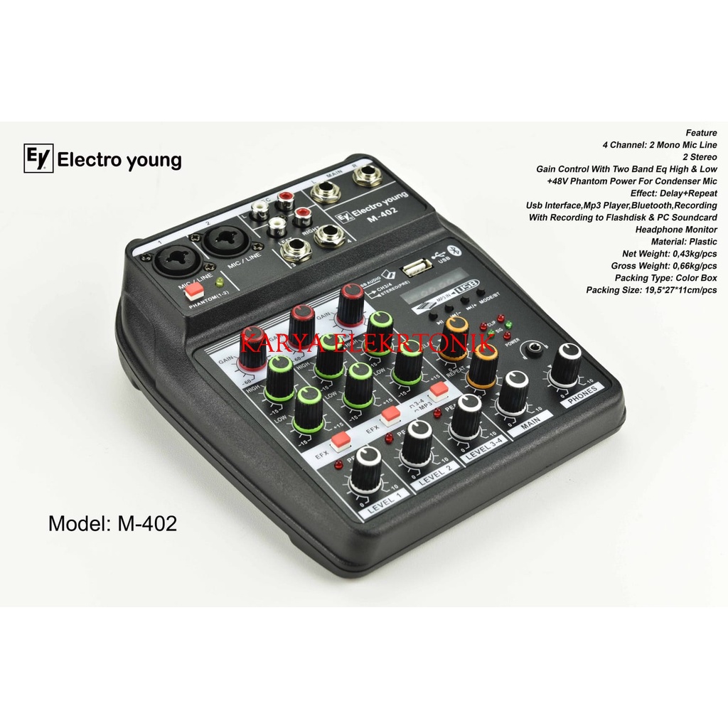 MIXER AUDIO ELECTRO YOUNG M 402/ M402 ELECTROYOUNG M 402 4 CHANNEL