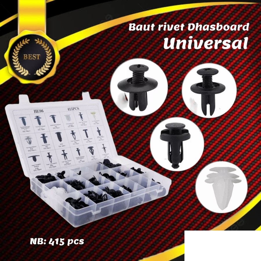 Baut Rivet Mobil Motor Universal Set isi 415 PCS / Rivet Bolt set