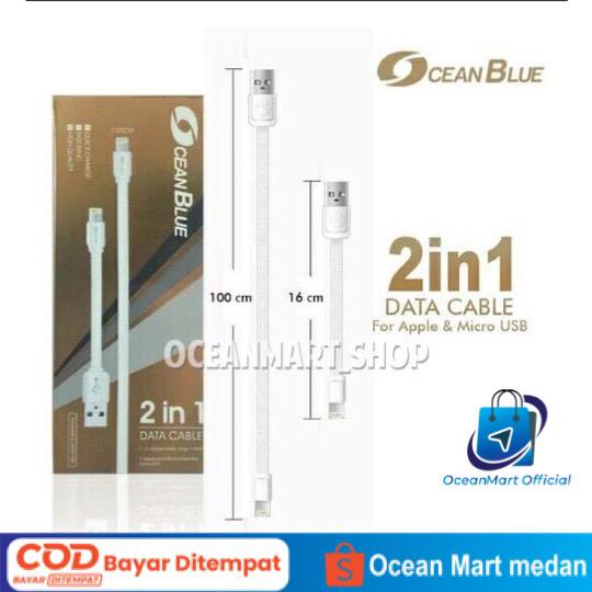 Ocean Blue Kabel Data Charger Lightning Micro USB 2in1 1M + 16CM OCEANMART Aksesoris HP OCEAN MART Aksesoris Handphone