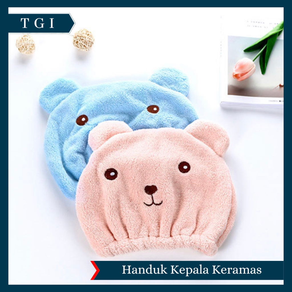 TGI - HANDUK PENGERING RAMBUT / HANDUK KERAMAS BERUANG / HANDUK KEPALA KARAKTER / HEAD TOWEL FAST DRY HAIR