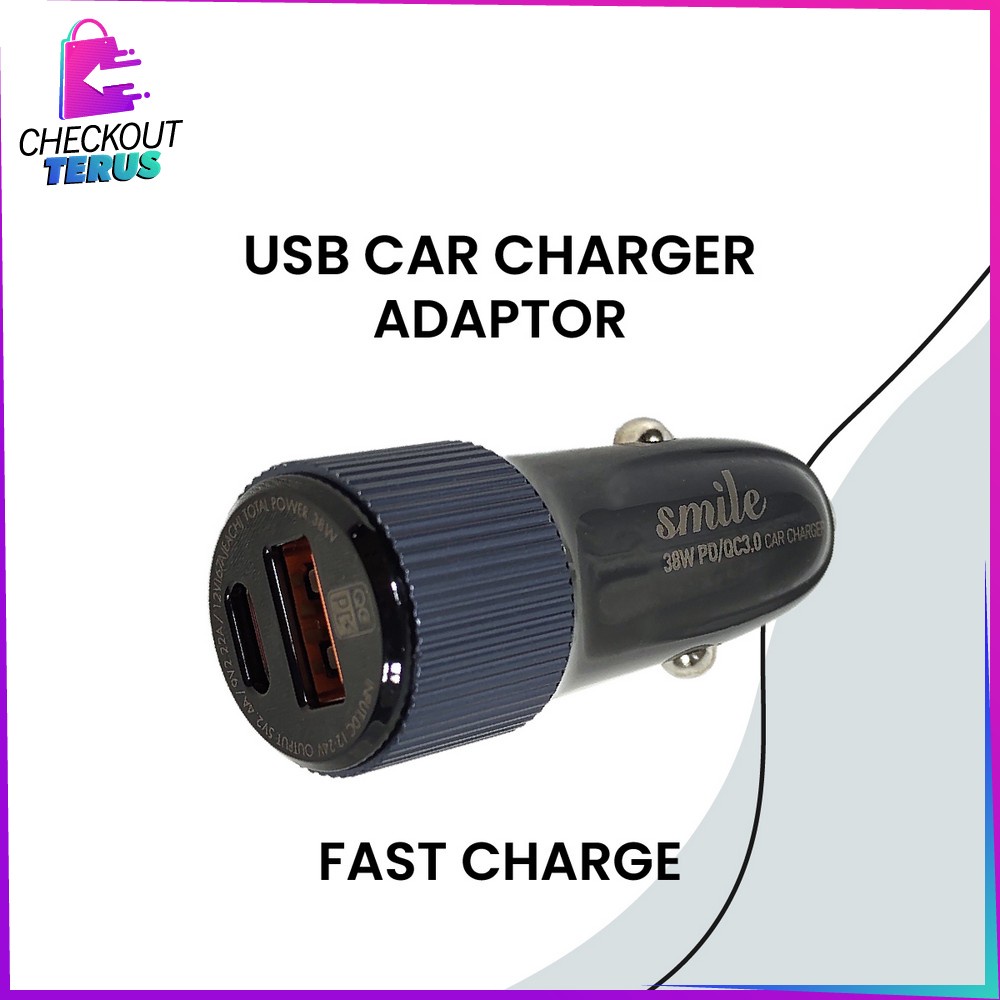 CT C819 Car Charger Mobil Type C Adaptor 2 Ports Fast Charging Pengisi Daya Cepat QC3.0 For Handphone Colokan Mobil USB-C Tablet