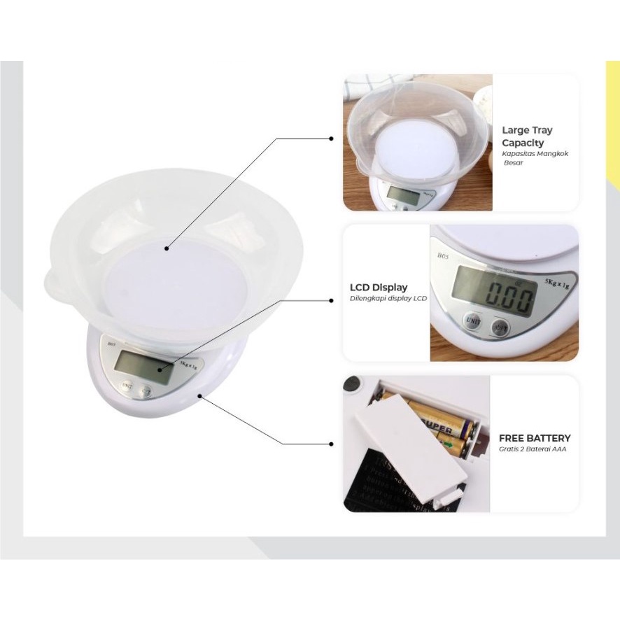 Barangunik2021 -Timbangan Dapur Mangkok 10KG / Timbangan Digital Kitchen Scale 10KG