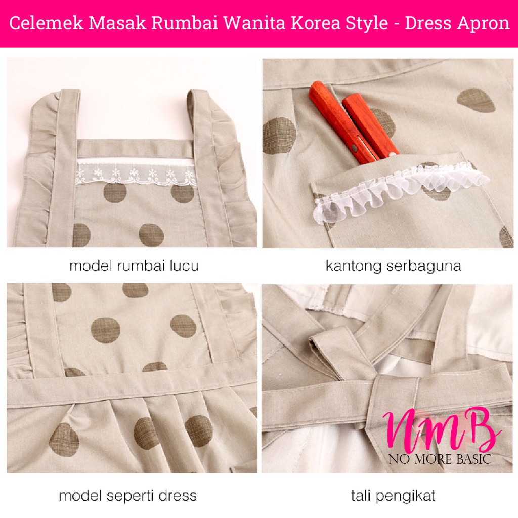 Celemek masak rumbai wanita korea style - Dress Apron