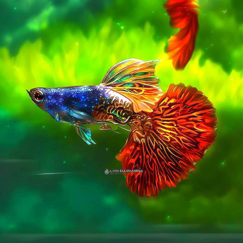 Guppy Metal Red Lace Rosetail