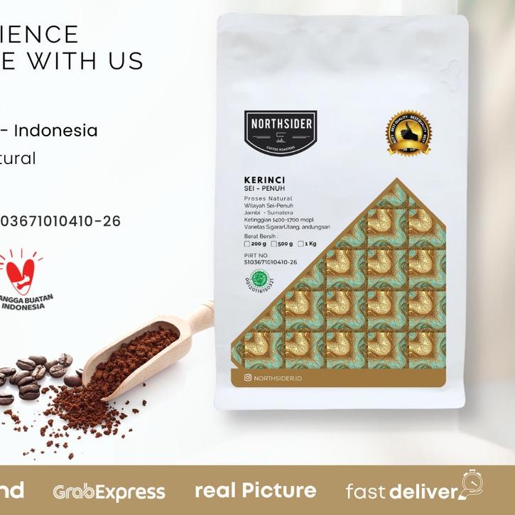 

♣ BIJI KOPI ARABIKA KERINCI SUNGAI PENUH NATURAL - 200GR NORTHSIDER COFFEE ☟