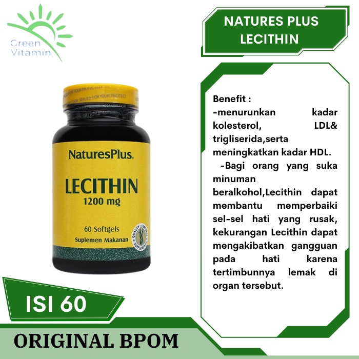 Nature's Plus Lecithin 19 Grains 1200mg 60 Softgels Natures BPOM
