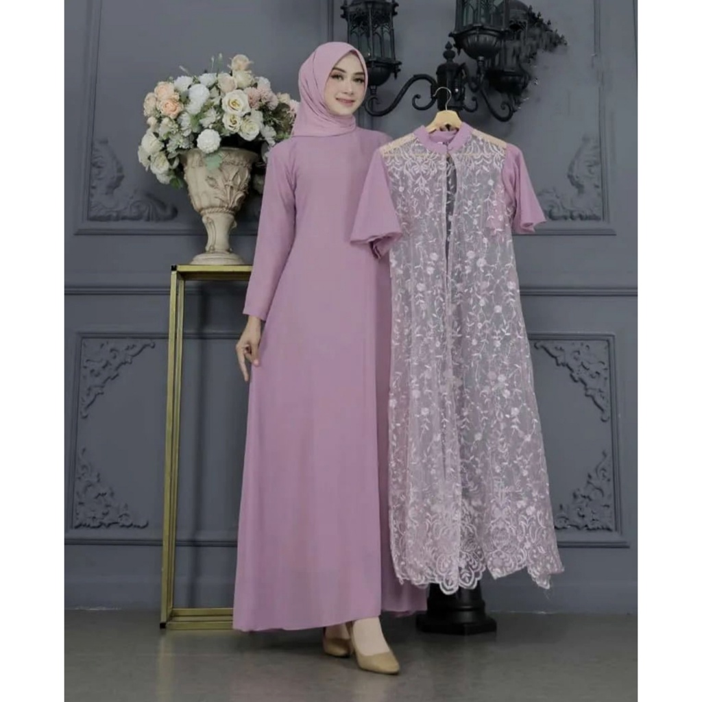 TIFANY DRESS inner outer tulle bordir terpisah / baju lebaran / kondangan / lamaran / wisuda / bridesmaids / couple / gamis remaja