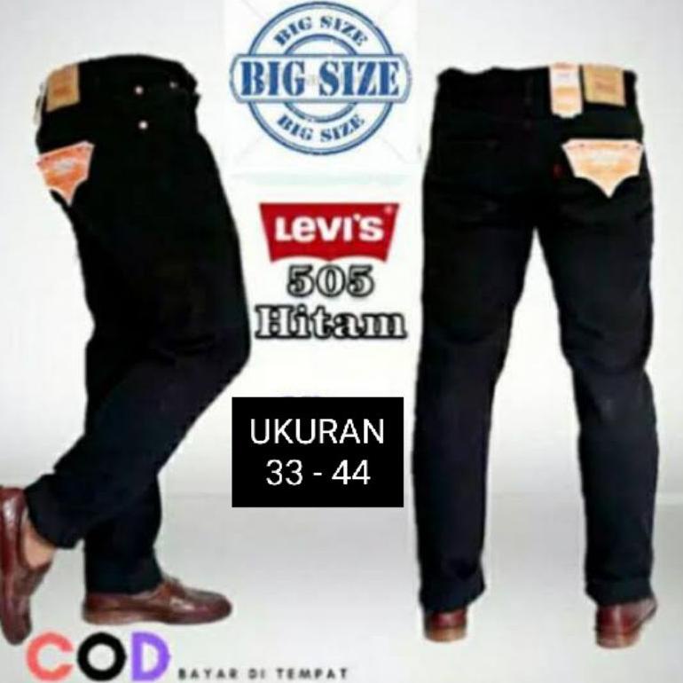 TREN TERBARU JUMBO JEANS STANDAR 33-44 - Celana Jeans Pria Reguler Fit Ukuran Besar - Hitam