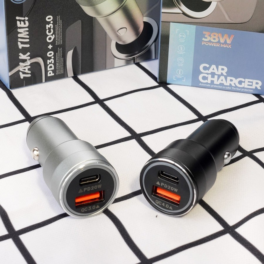 CHARGER MOBIL TALKTIME CAR CHARGER TALKTIME POWER DELIVERY 3.0 CHARGER MOBIL PLUG IN FAST TALKTIME PD QC 3.0