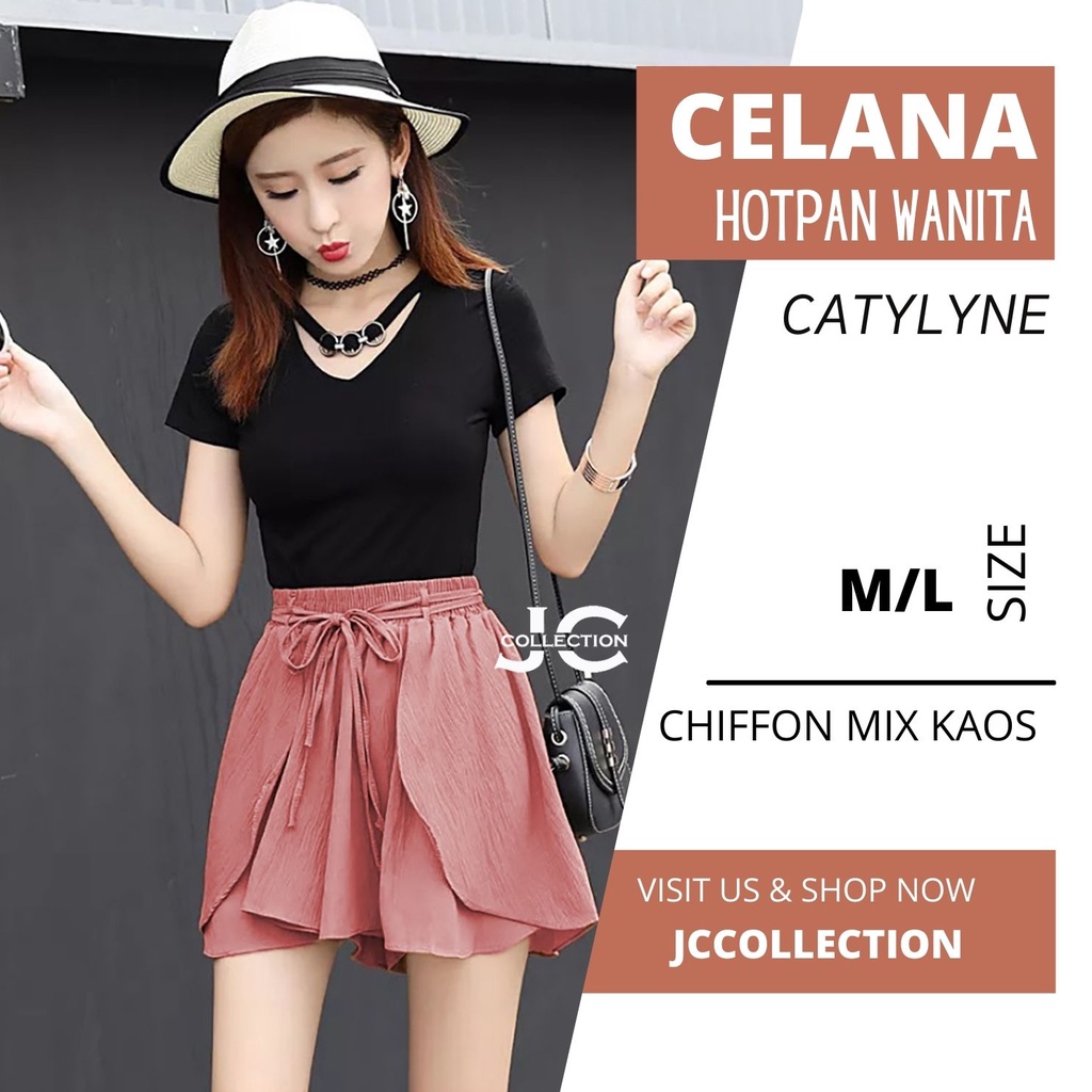 Rocela Rok Celana Pendek Sifon Casual Pants Korea Style Catlyne / Hotpants Korea -JCCollections