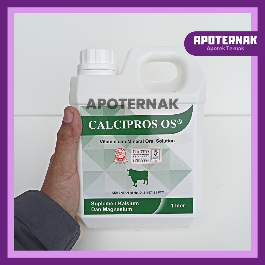 CALCIPROS OS 1 Liter | Meningkatkan Produksi Susu Sapi | Suplemen Kalsium Magnesium Vitamin D3 Untuk Sapi Bunting dan Laktasi | Mirip Calcidex Oral