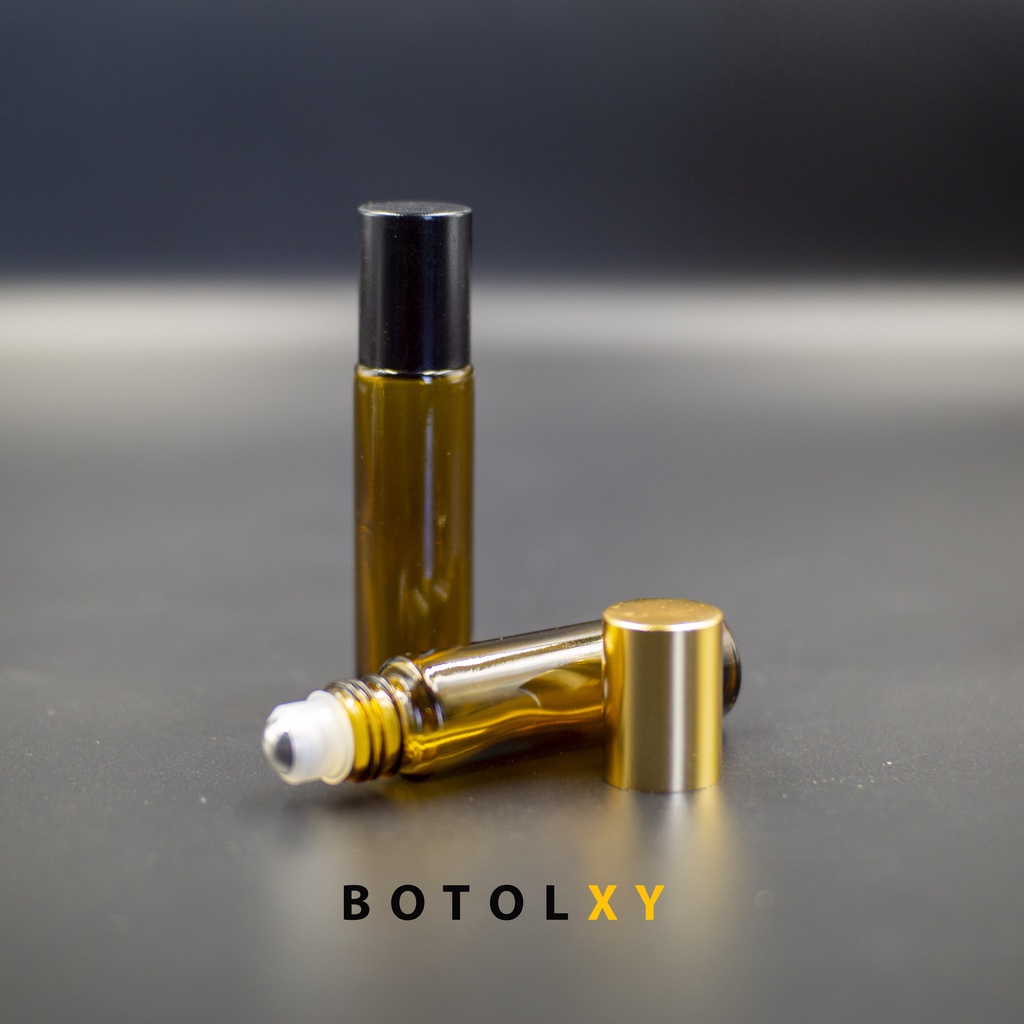 Botol Roll On 10ml ROLLER BESI Kaca AMBER TEBAL BERAT Essential OiL