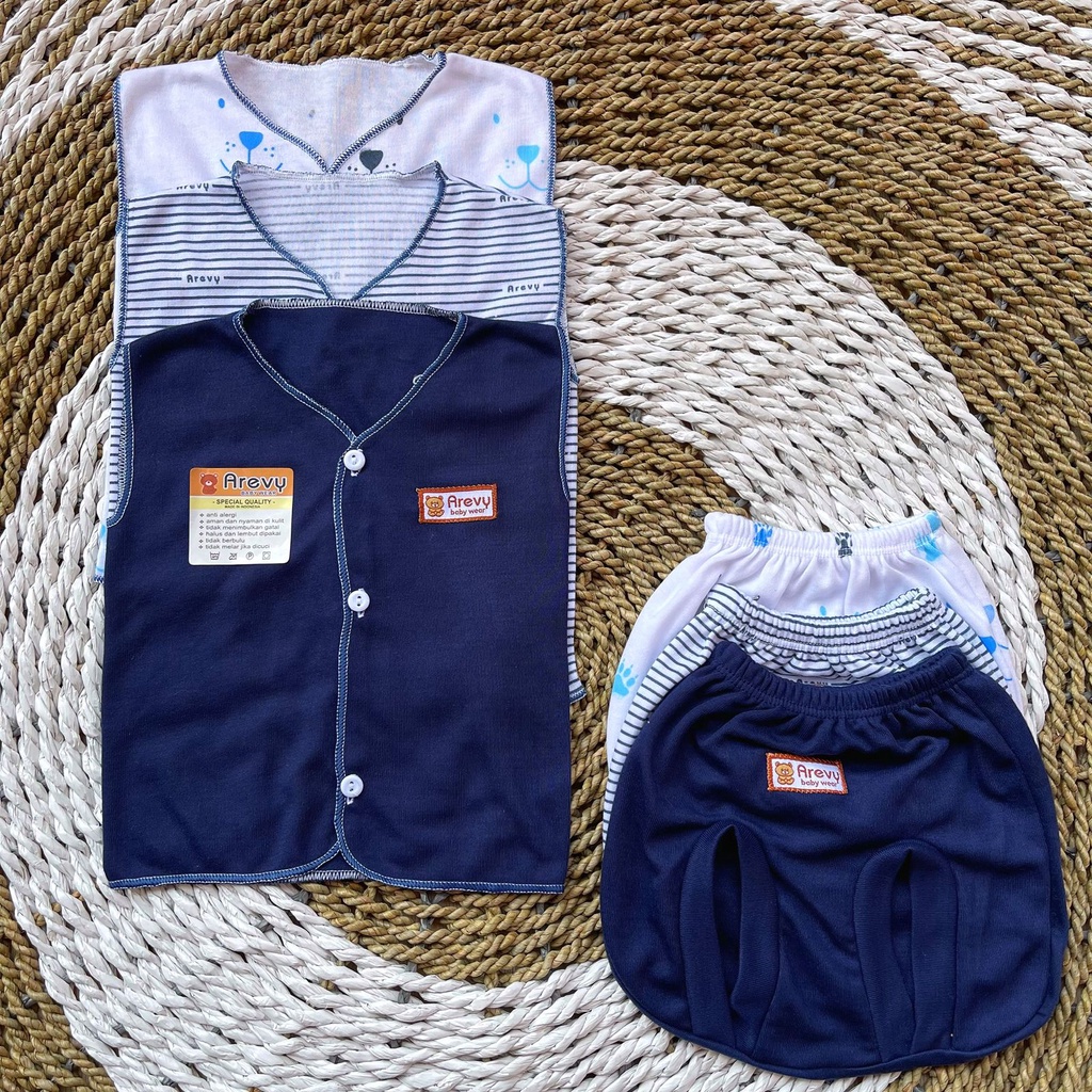 Paket Baju Bayi Newborn Arevy Babywear 0-3 Bln Navy Series Perlengkapan Bayi Baru Lahir &amp; Kado Baby Giftset Paket Lahiran Setelan Baju Bayi Celana Bayi Baru Lahir Baju Panjang Celana Panjang Baju Pendek Celana Pendek Baju Kutung Celana pop