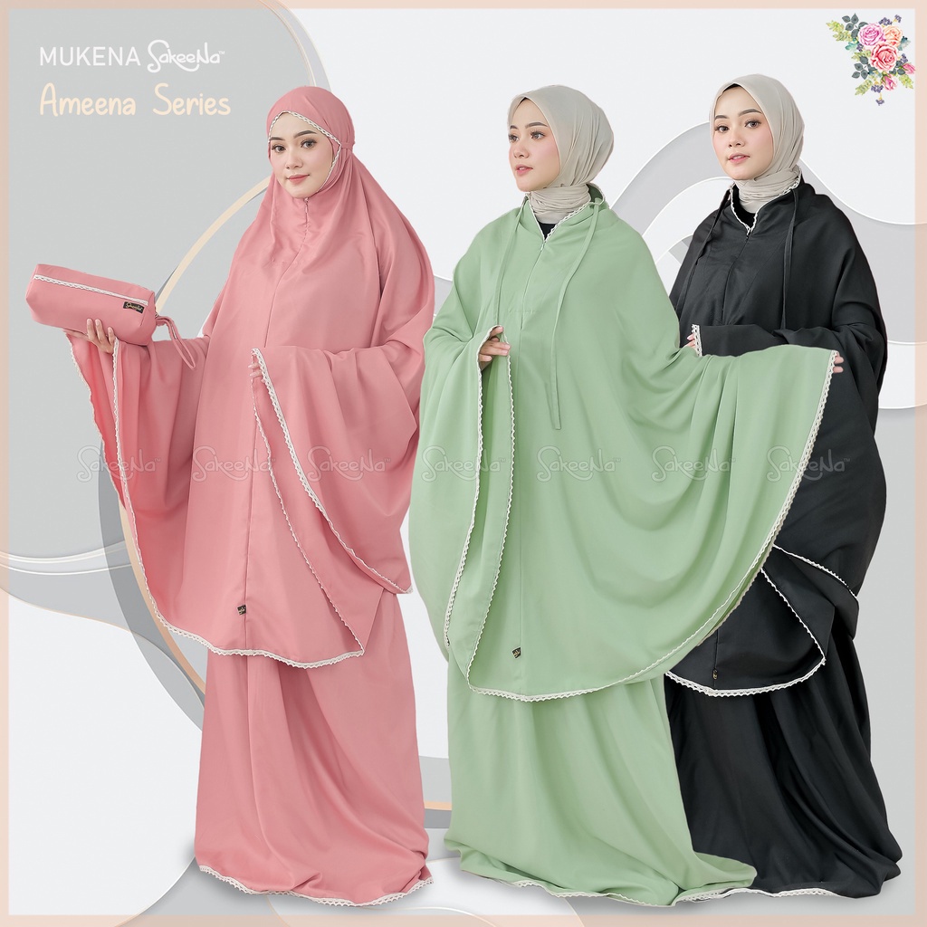 SAKEENA - Mukena Ameena Series 2 in 1 Mukena Dewasa Katun Traveling - Mukena Murah Adem Nyaman