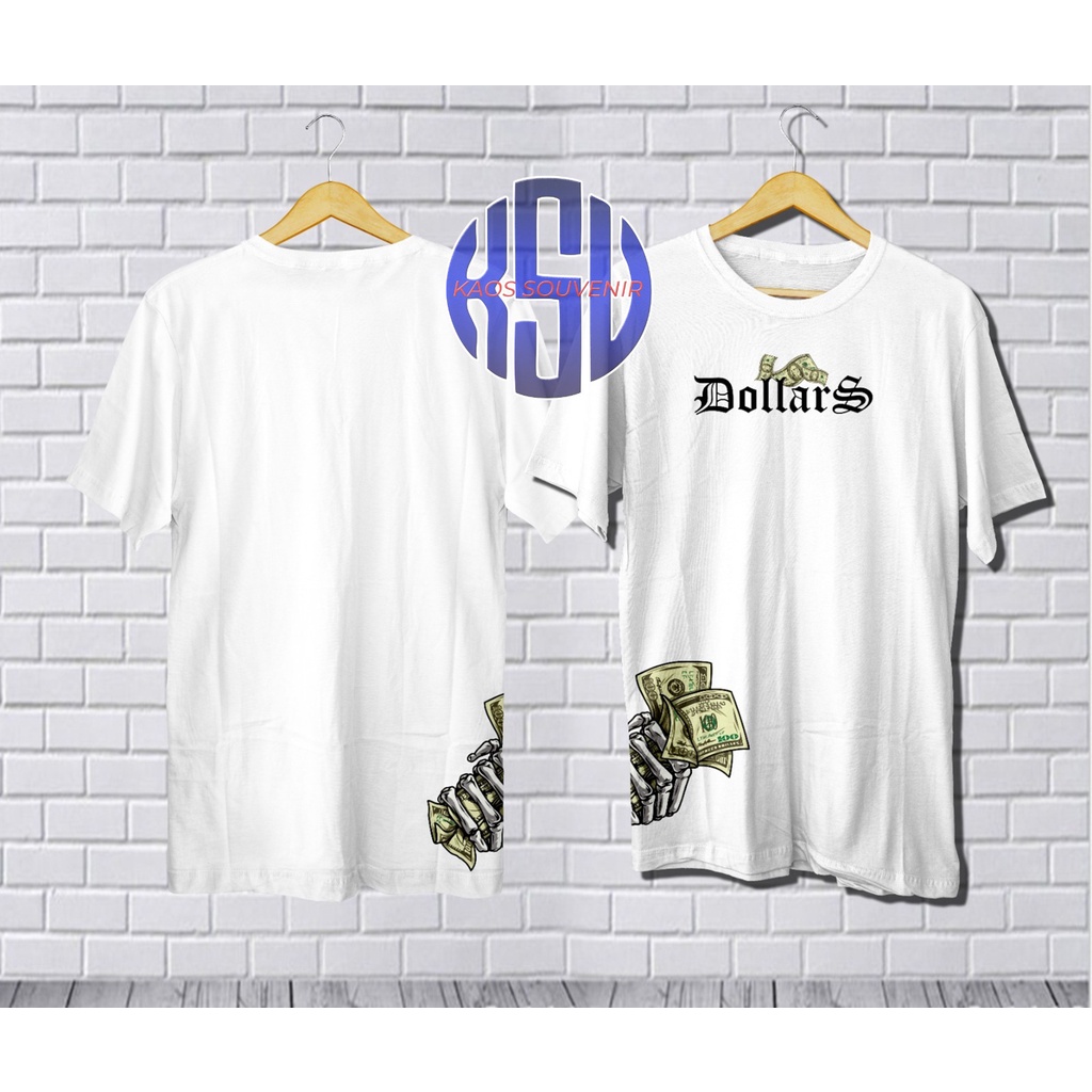 (016) KAOS DISTRO FASHION MOTIF DOLLAR T-SHIRT KEREN