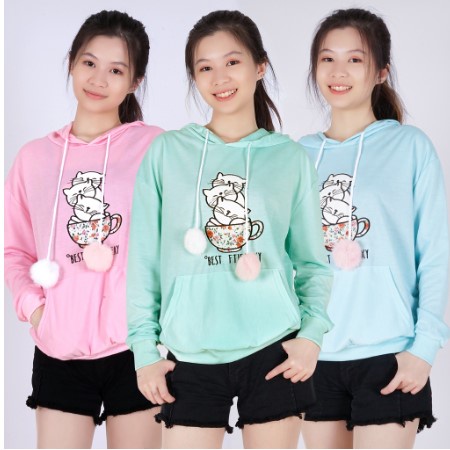 VT Hoodie Wanita Korea Atasan Korean Style Baju Kekinian Cewek 2022 VB0020