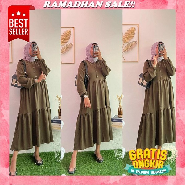 Maudy Gamis Baru Brukat Premium Full Layer Depan Dress Seragam Pesta Kondangan Remaja Dewasa Wanita 