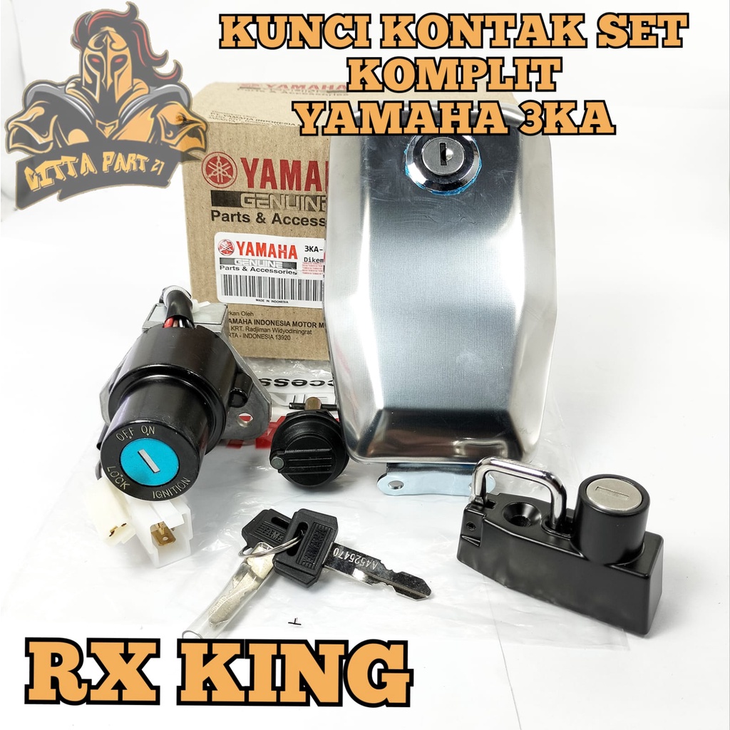 KUNCI KONTAK SET LENGKAP 1KUNCI UNTUK 4 LUBANG ASLI ORIGINAL YAMAHA 3KA RX KING KUALITAS ASLI ORIGINAL YAMAGA PRESISI AWET DAN ANAK KUNCI BERTULISAN YAMAH RX KING