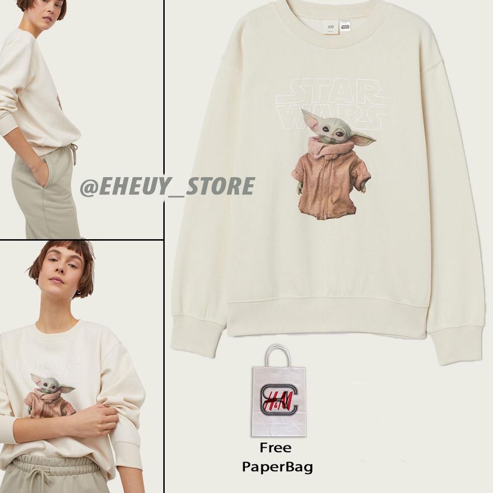BEST SELLER Crewneck h*m Starwars cream ORIGINAL sweater hnm starwars baby yoda cream sweater cream