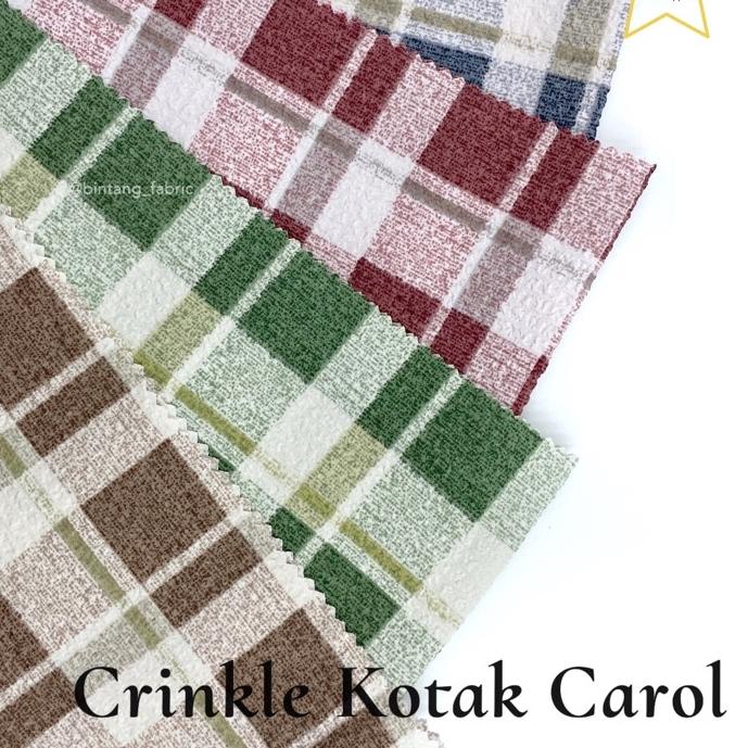 Restock Bahan Kain Crinkle Motif Kotak Carol 0,5 meter