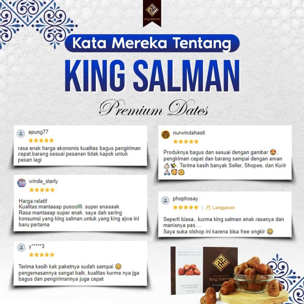 Kurma Asli KING SALMAN Kualitas Premium Original 100% Dari Arab Saudi / KURMA PREMIUM KING SALMAN / KURMA MADU TERBAIK