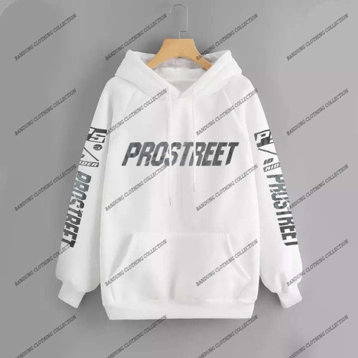 HOODIE SUNMORI  PRIA PROSTREET XTREME  PUTIH TERBARU BAHAN KATUN HOODIE PROSTREET PUTIH SIZE M L XL XXL