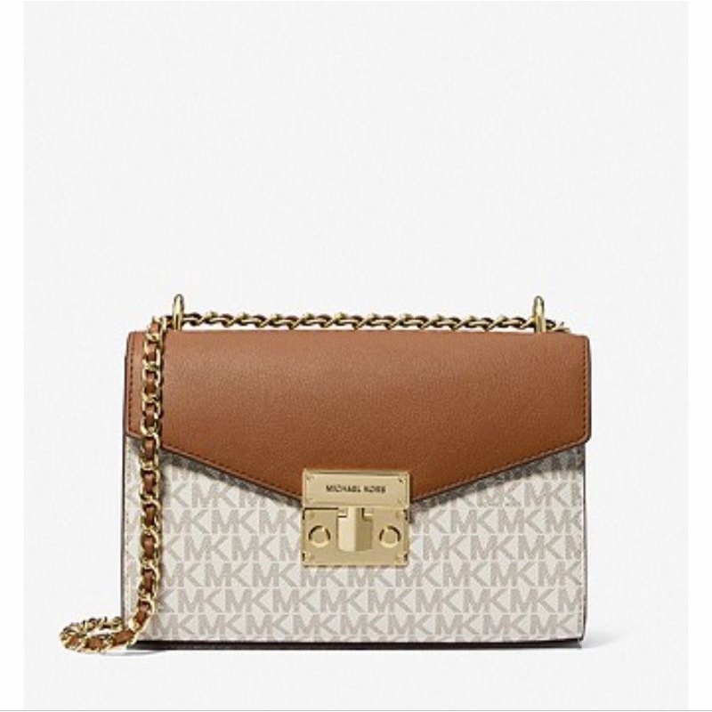 TAS WANITA MK ROSE MEDIUM FLAP SIGNATURE VANILLA