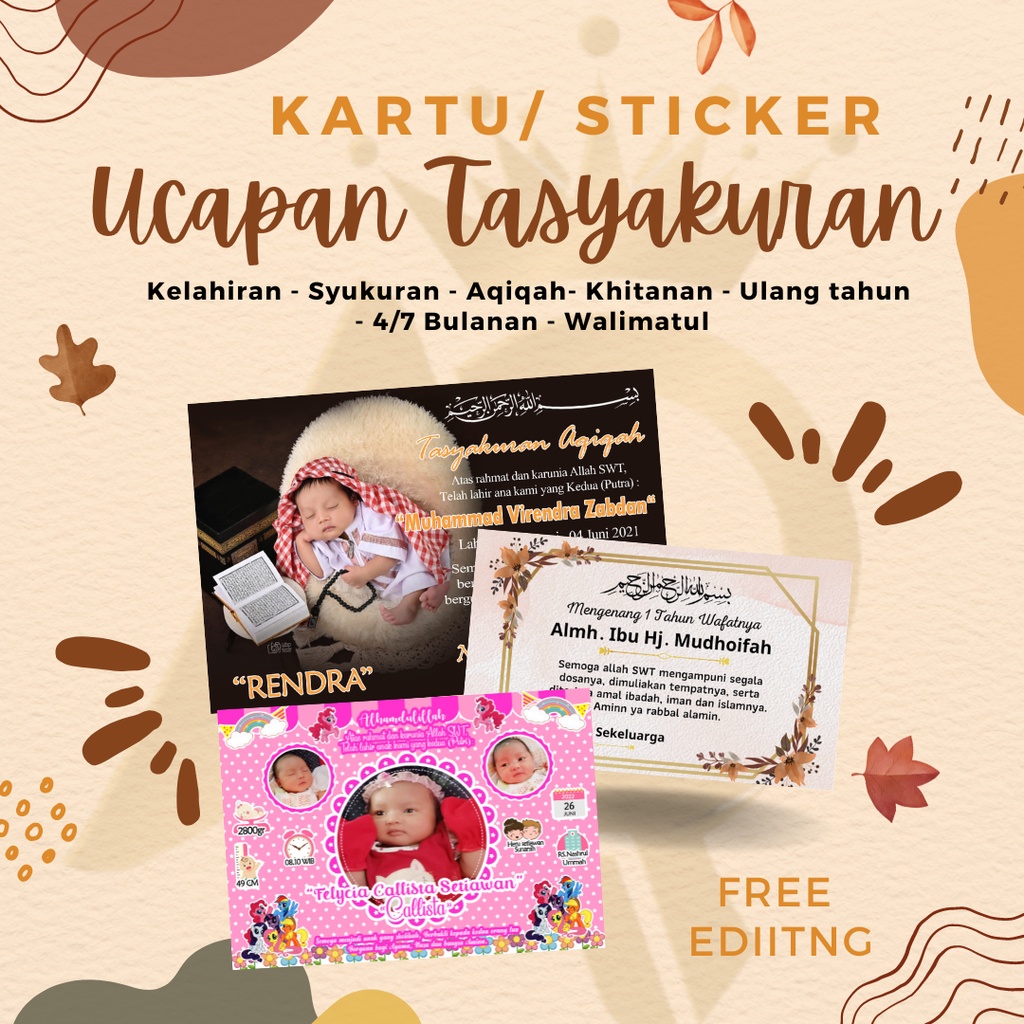 

KARTU STIKER LABEL AQIQAH | STIKER SYUKURAN KELAHIRAN BAYI | STIKER BAYI