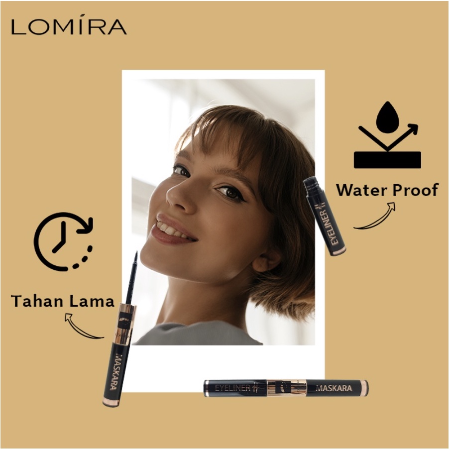 Maskara Eyeliner 4 Gr Kombinasi Warna 2 in 1 Waterproof Tahan Lama