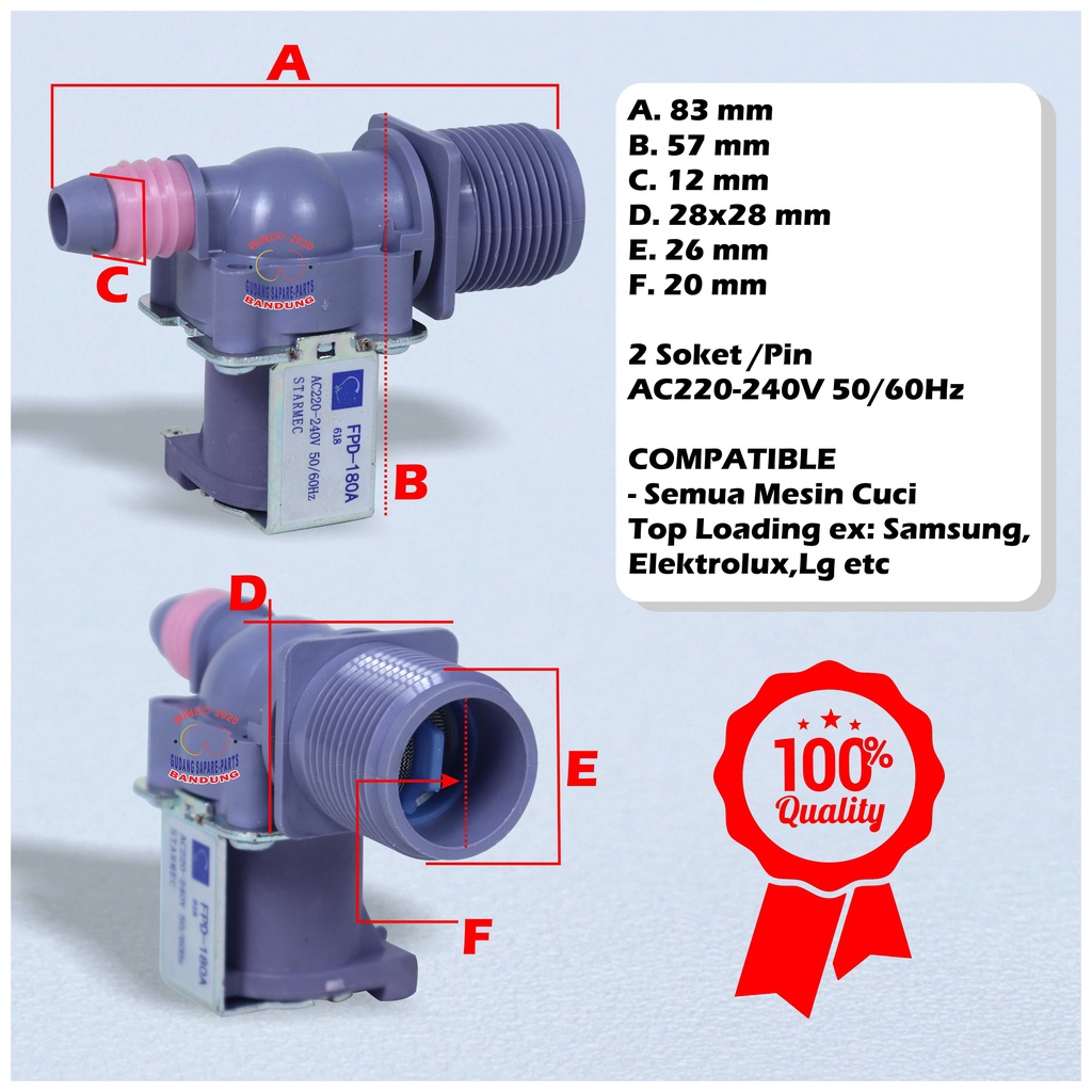 SLONOID MESIN CUCI FPD 180 | WATER INLET | OTOMATIS MASUK AIR MESIN CUCI | OTOMATIS MESIN CUCI | SOLONOID