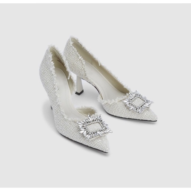 Heels wanita model terbaru IMPORT kekinian Sepatu wanita import Hak 6CM 2005 WHITE