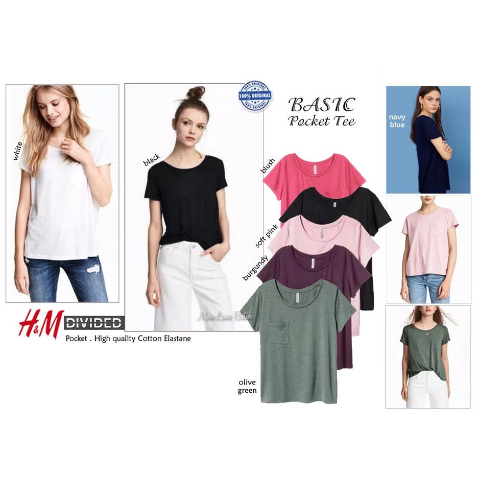 HARGA SPESIAL HM Divided Basic Pocket Tee Kaos PREMIUM Polos Basic Kantong kaos basic daily inner bl