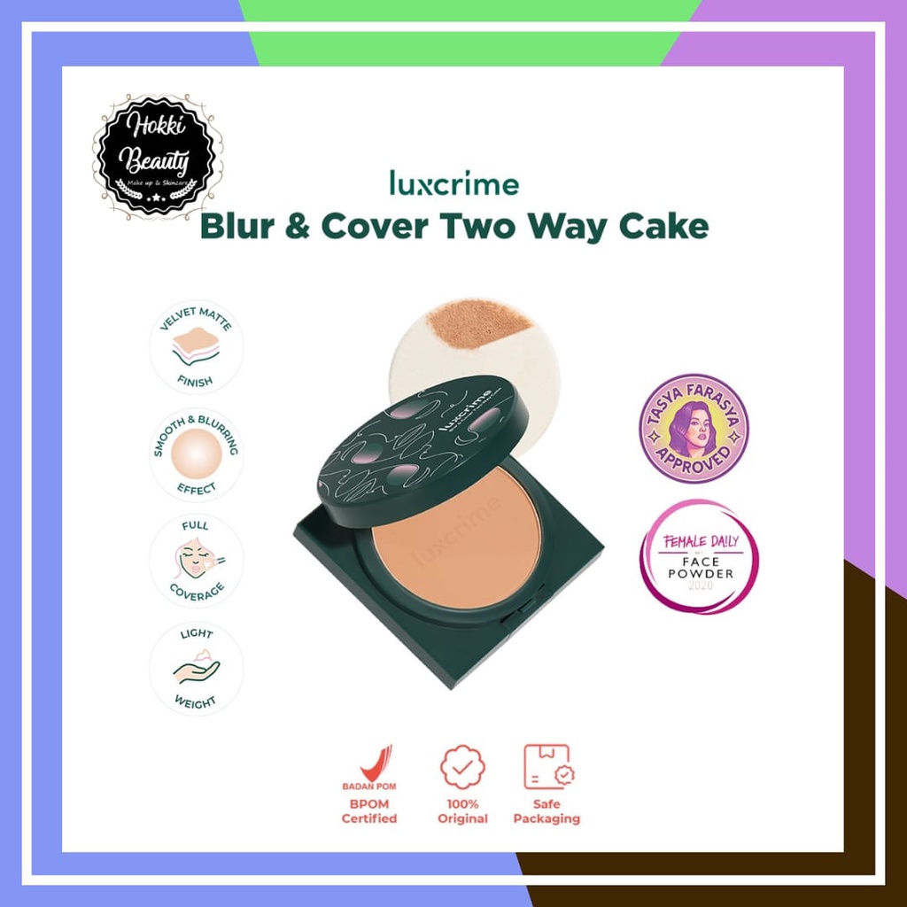 Luxcrime Blur &amp; Cover Two Way Cake ANTI UV Buttercream | Custard | Opera LuxCrime BEDAK PADAT
